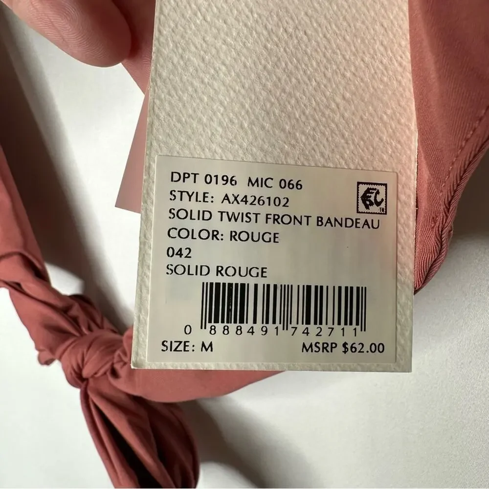 ALEX MARIE Solid Cut Out Twist Halter Swim Top Rouge NWT in Medium